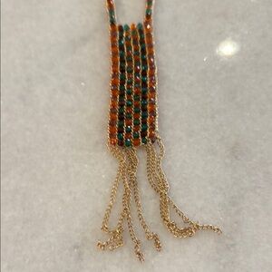 Elegant Gold and Green Beaded Necklace